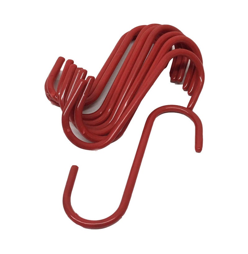 UI PRO TOOLS Set of 10 pc S Shape Utility Hook Set, Vinyl Coated or Chromed Wire (Red Vinyl) - Image 2
